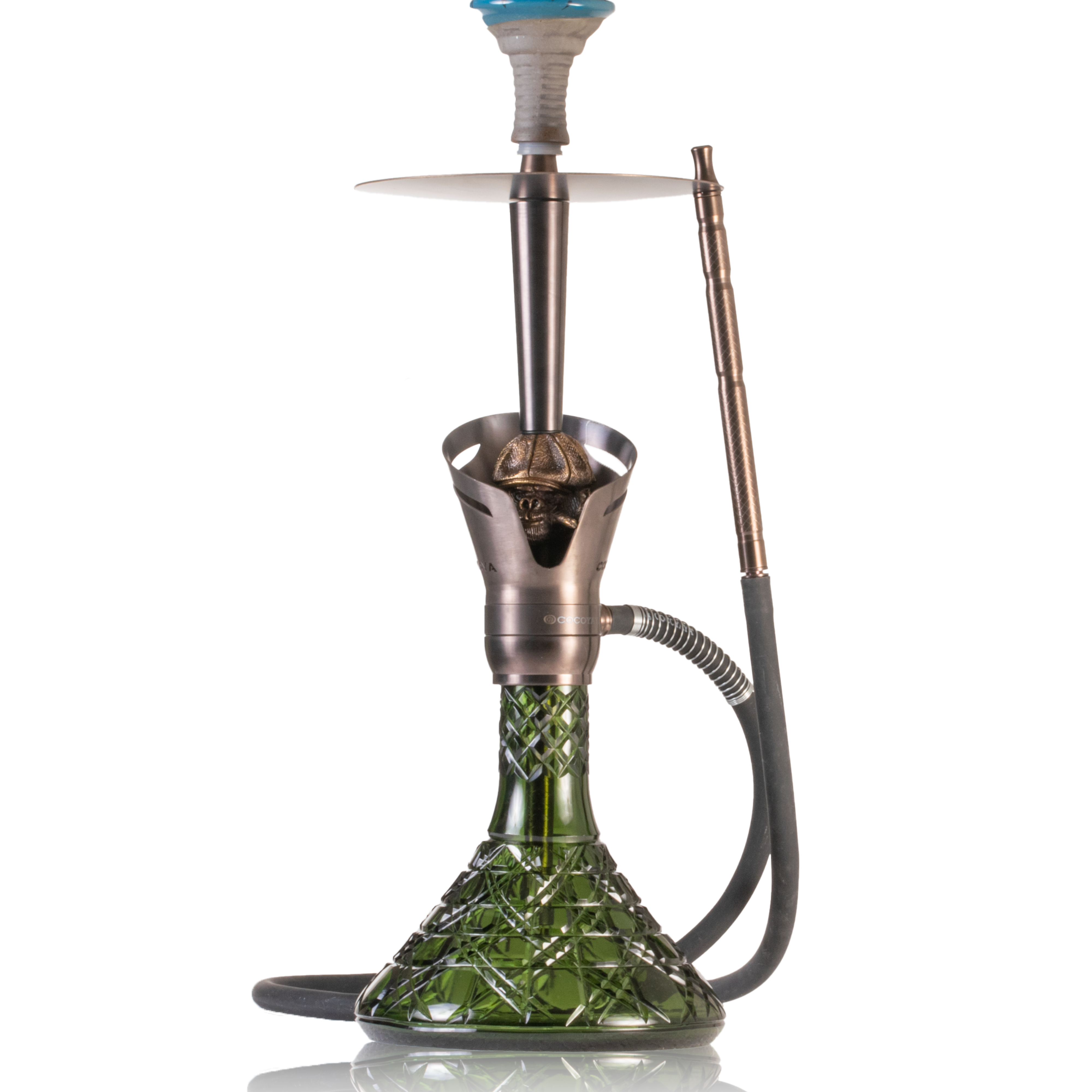 COCOYAYA Baku Cigar Hookah - Bronze Stem & Emerald Green Base