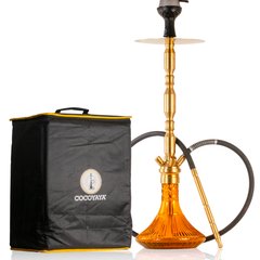COCOYAYA King Series Brando Hookah with Bag - Gold Stem & Amber Base