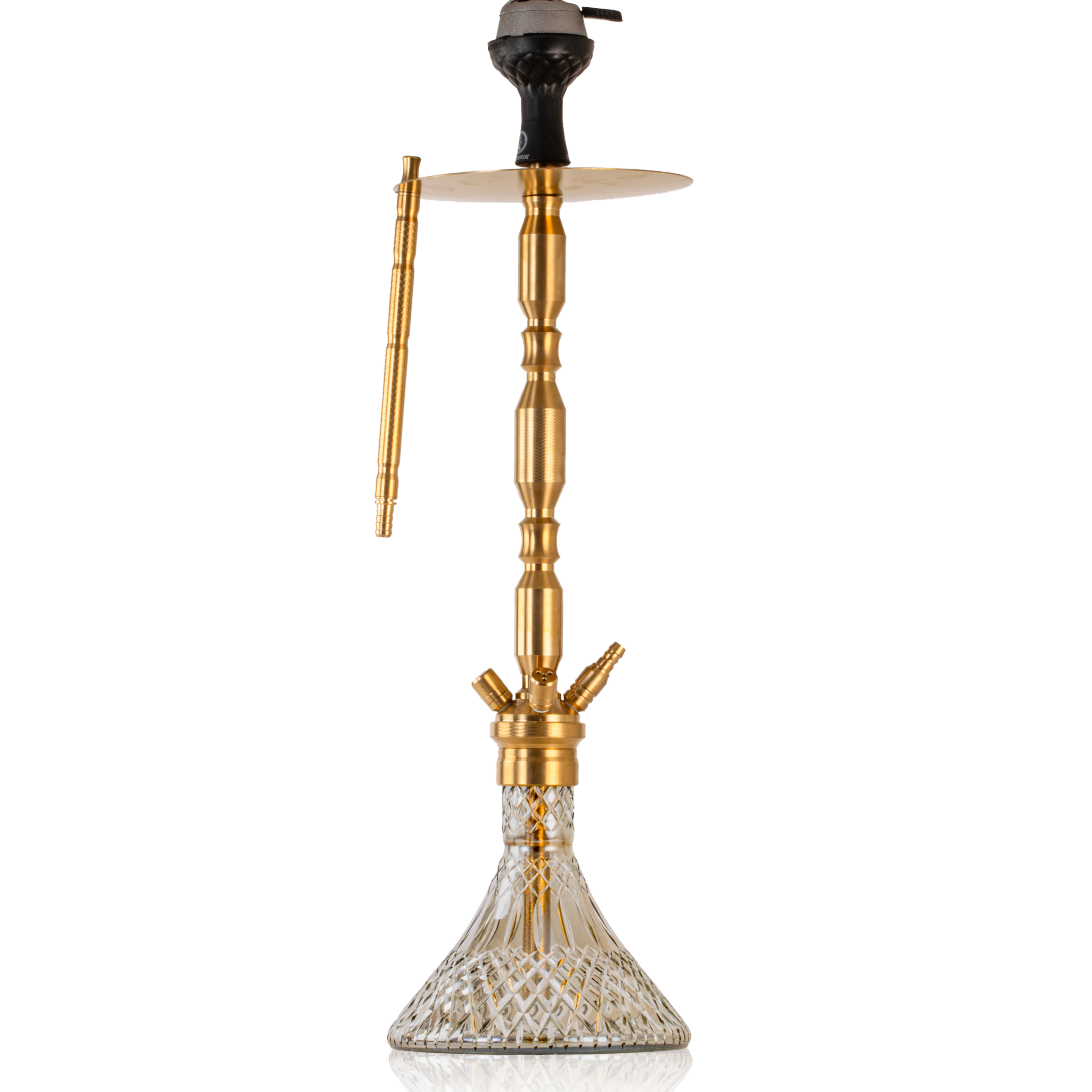 COCOYAYA King Series Brando Hookah with Bag - Golden Stem & Cut Glass Base