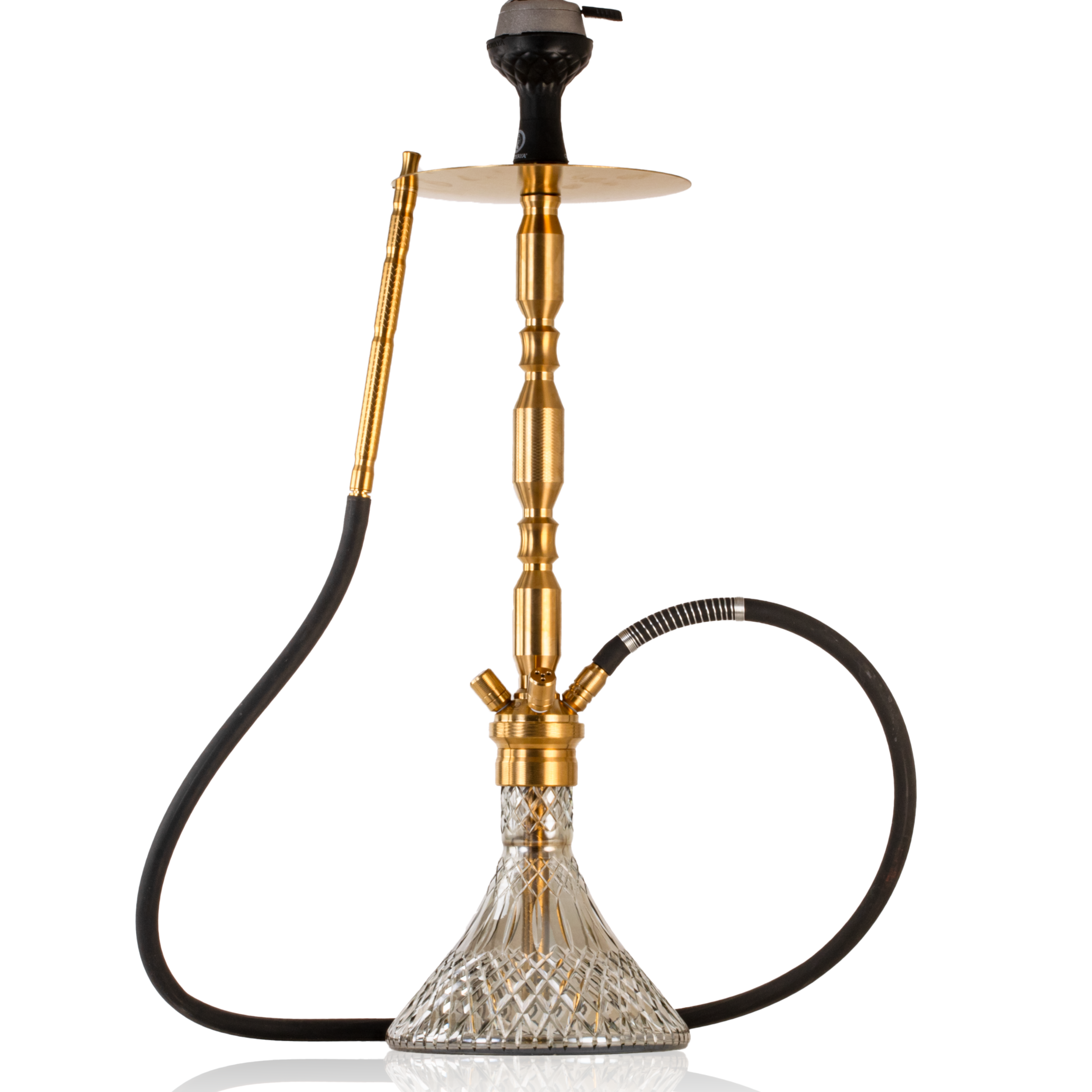 COCOYAYA King Series Brando Hookah with Bag - Golden Stem & Cut Glass Base
