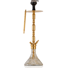 COCOYAYA King Series Brando Hookah with Bag - Golden Stem & Cut Glass Base