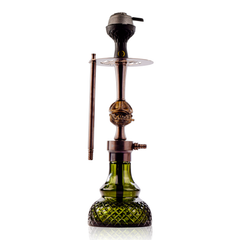 COCOYAYA Congo Baku Hookah with Brown Bag - Bronze Stem & Emerald Green Base