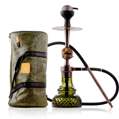 COCOYAYA Congo Baku Hookah with Green Bag - Bronze Stem & Emerald Green Base