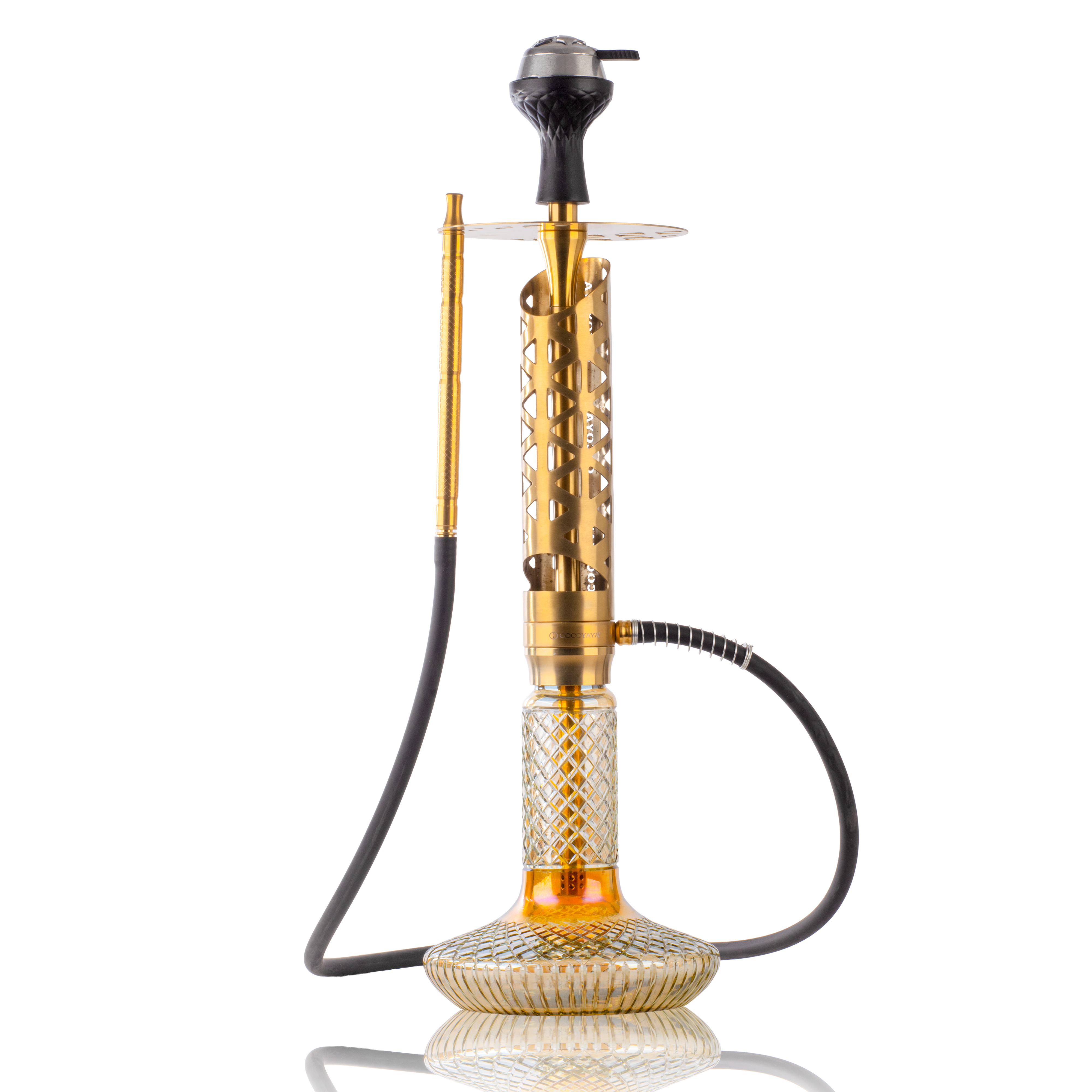 COCOYAYA Crucio Hookah (Ferro Series) with Bag - Gold Stem & CGB Gold Base