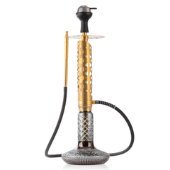 COCOYAYA Crucio Hookah (Ferro Series) with Bag - Gold Stem & CGB Grey Base