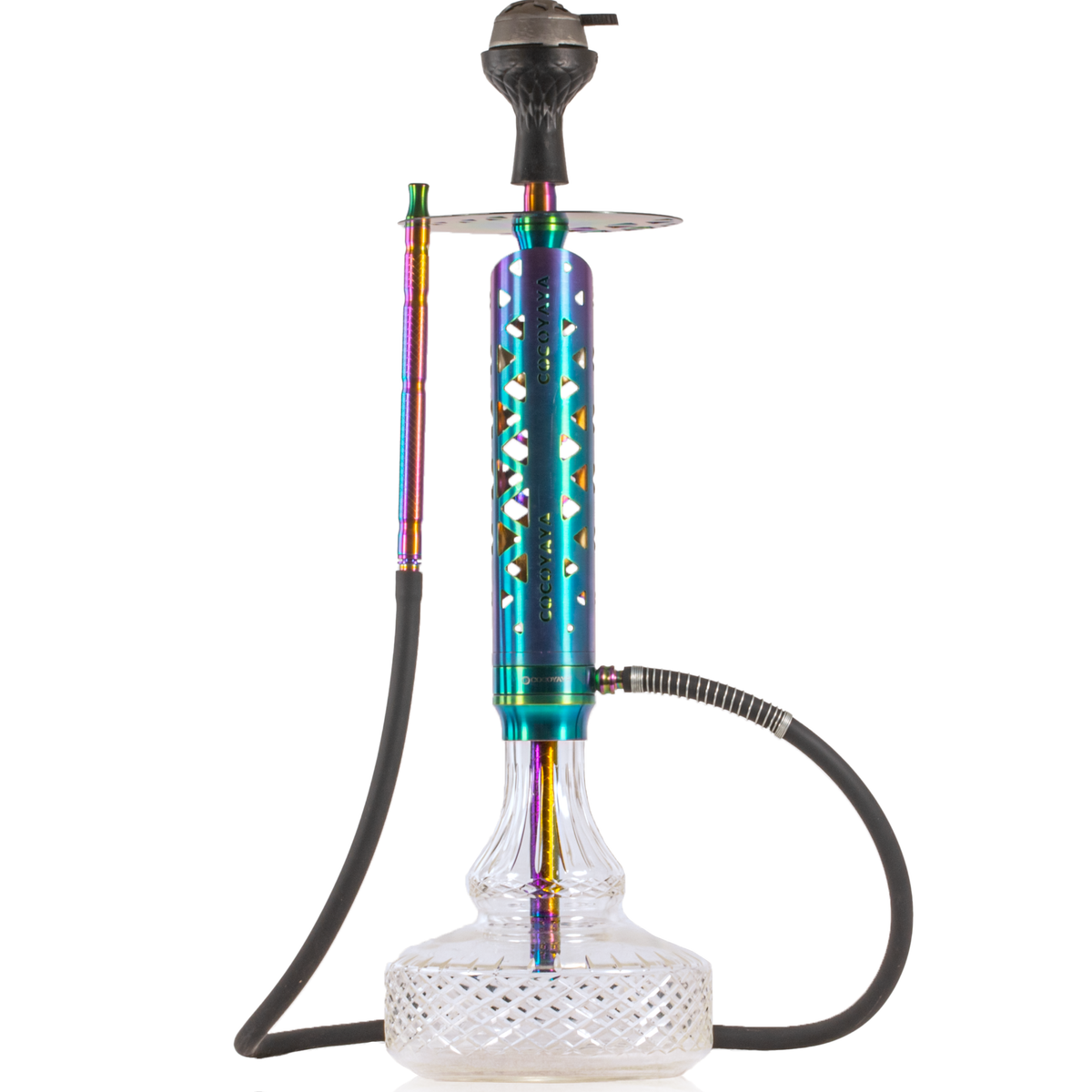 COCOYAYA Crucio Hookah (Ferro Series) - Rainbow Stem & Transparent Base