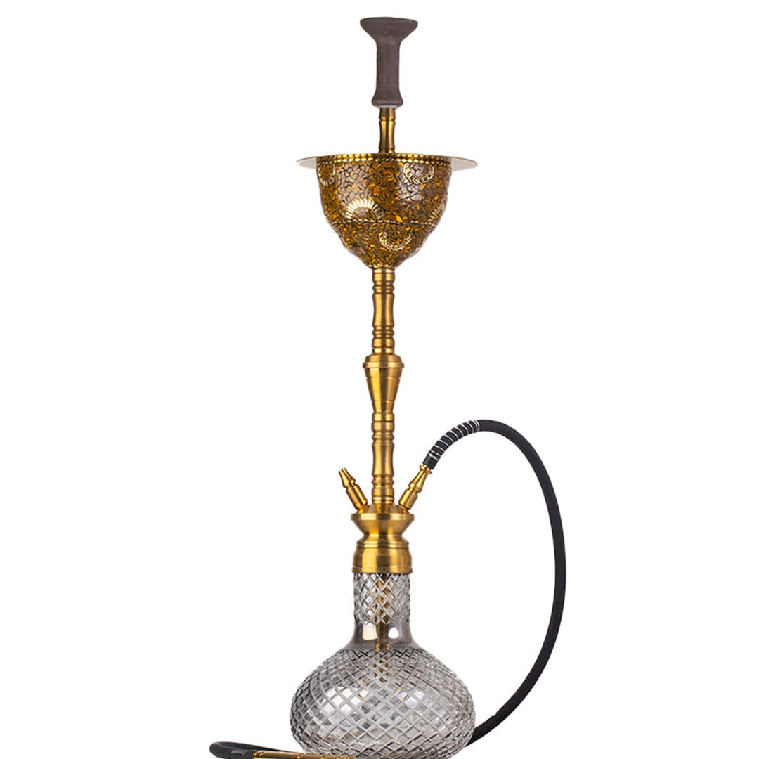 COCOYAYA Printed Gamaliya Arabia Grande Hookah - Gold Stem & Round Base
