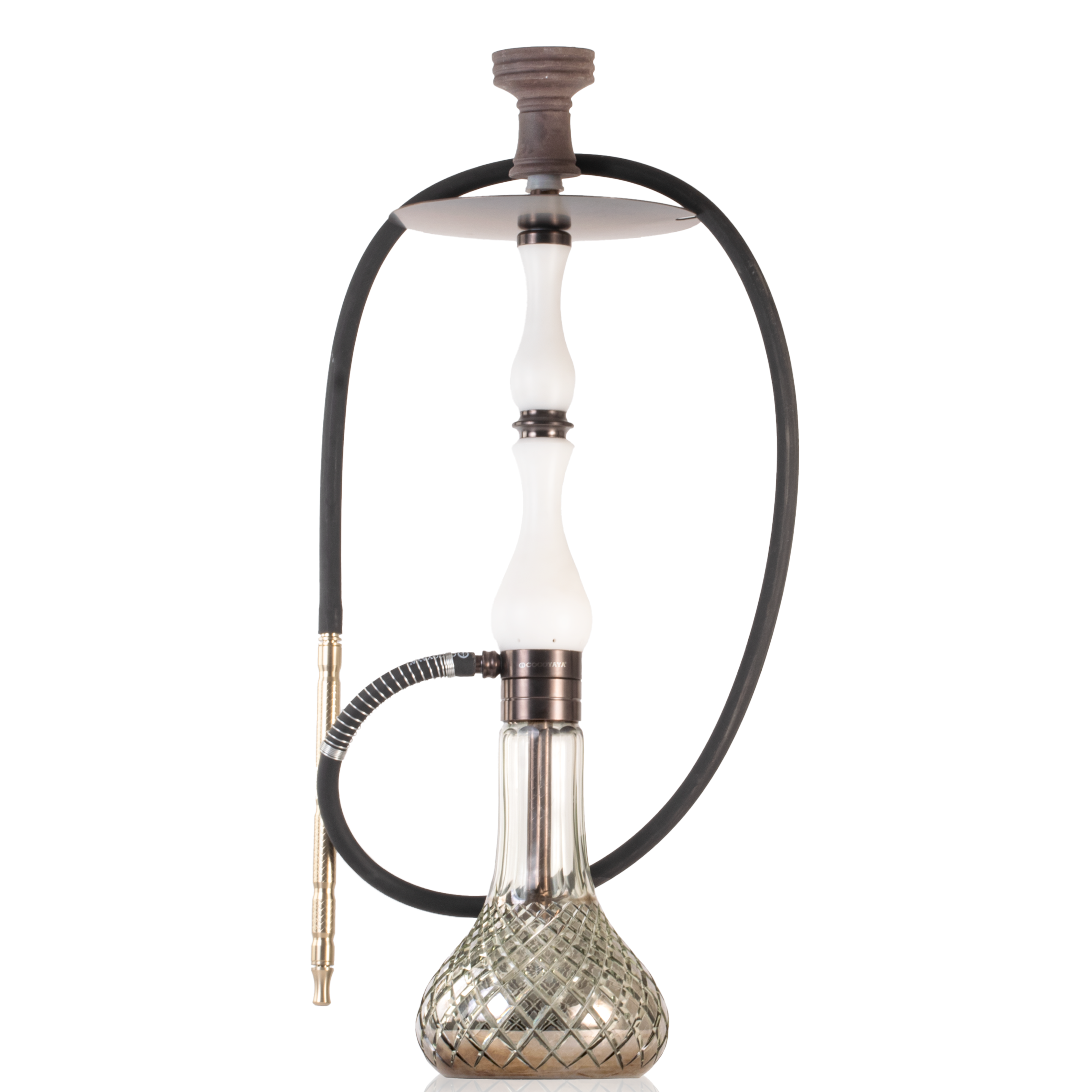 COCOYAYA Ghazi Hookah - White Bronze Stem & Cut Glass Base