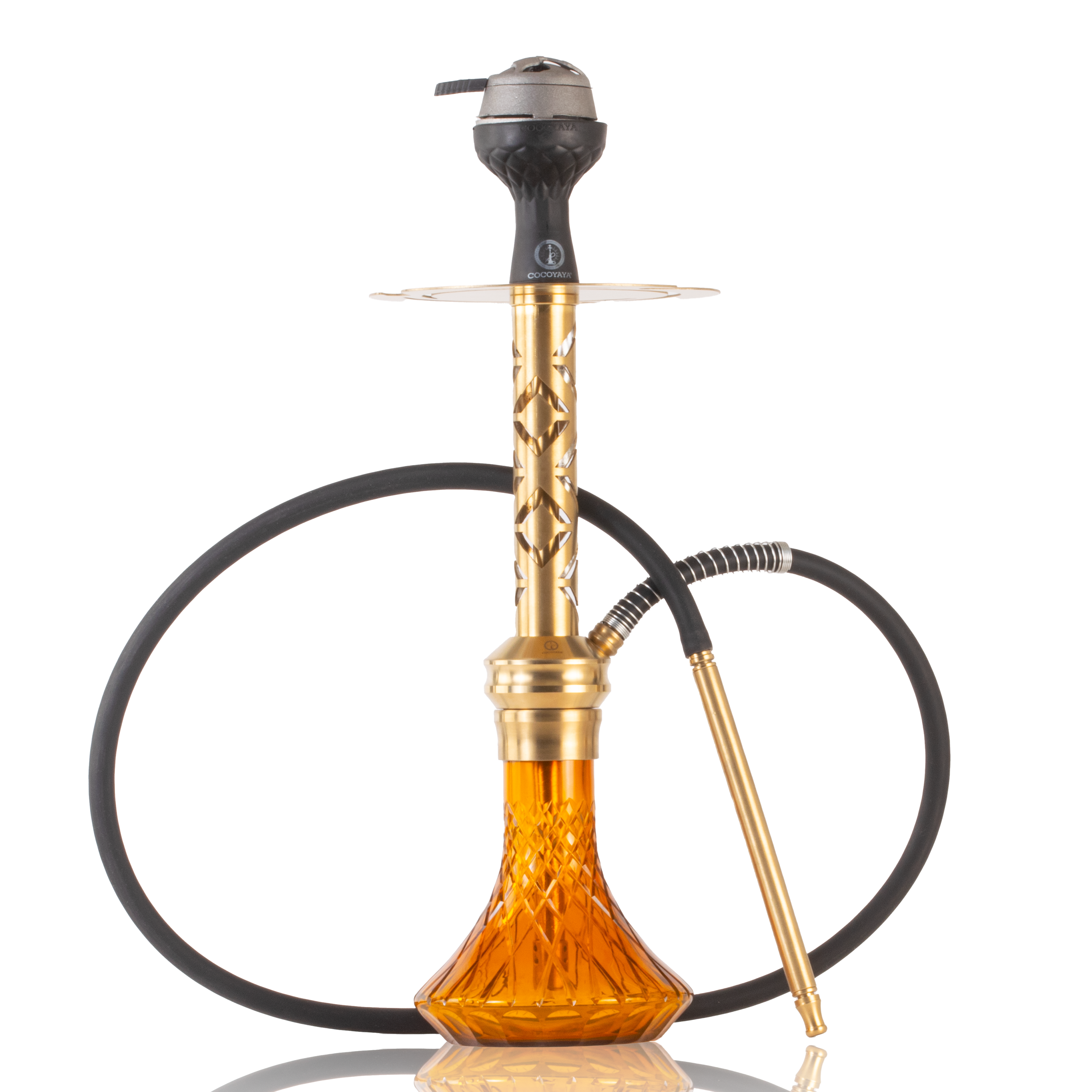 COCOYAYA Valeria Gem Hookah with Bag - Gold Stem & Amber Base
