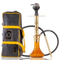 COCOYAYA Valeria Gem Hookah with Bag - Gold Stem & Amber Base