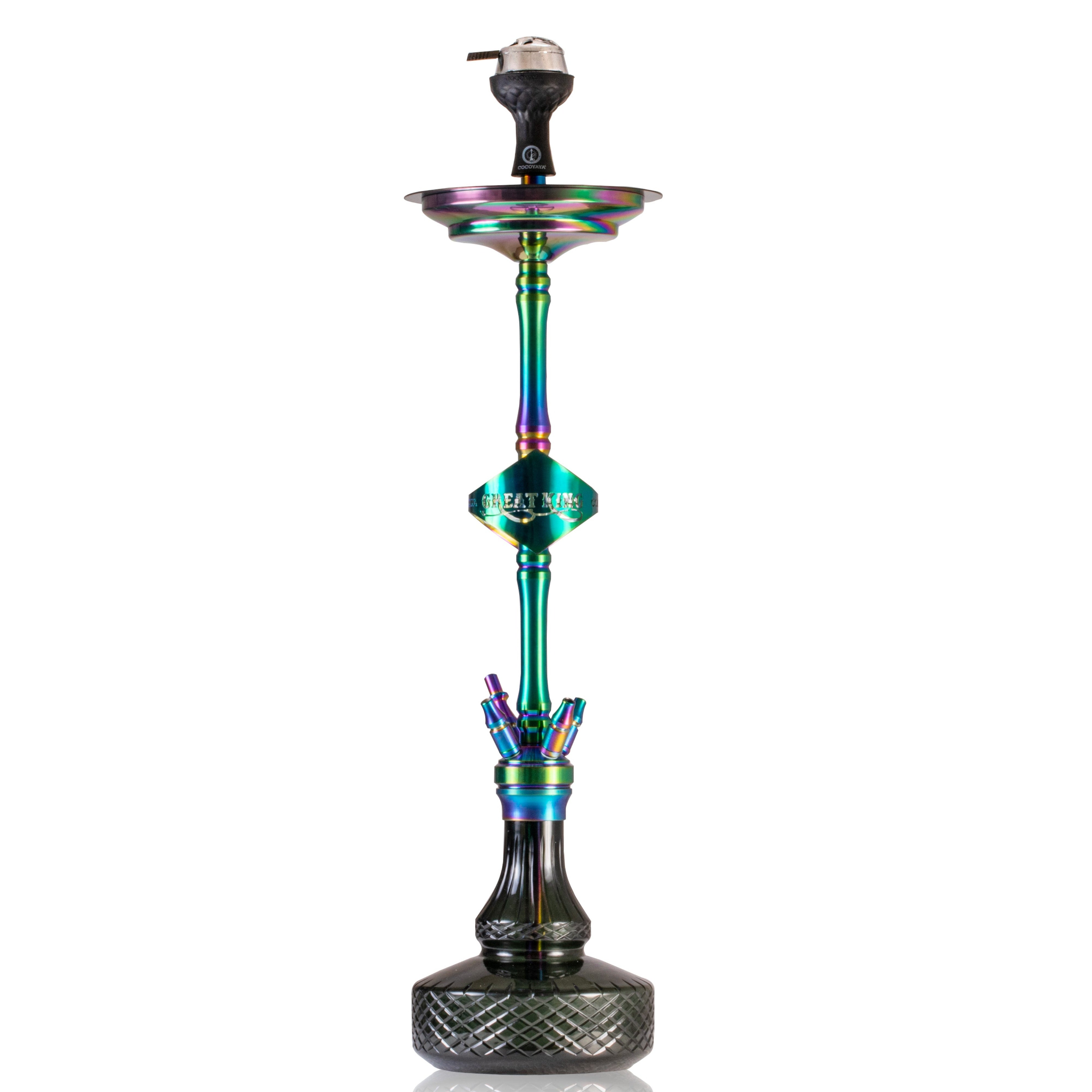 COCOYAYA Great King Hookah with Bag - Rainbow Stem & Black Base