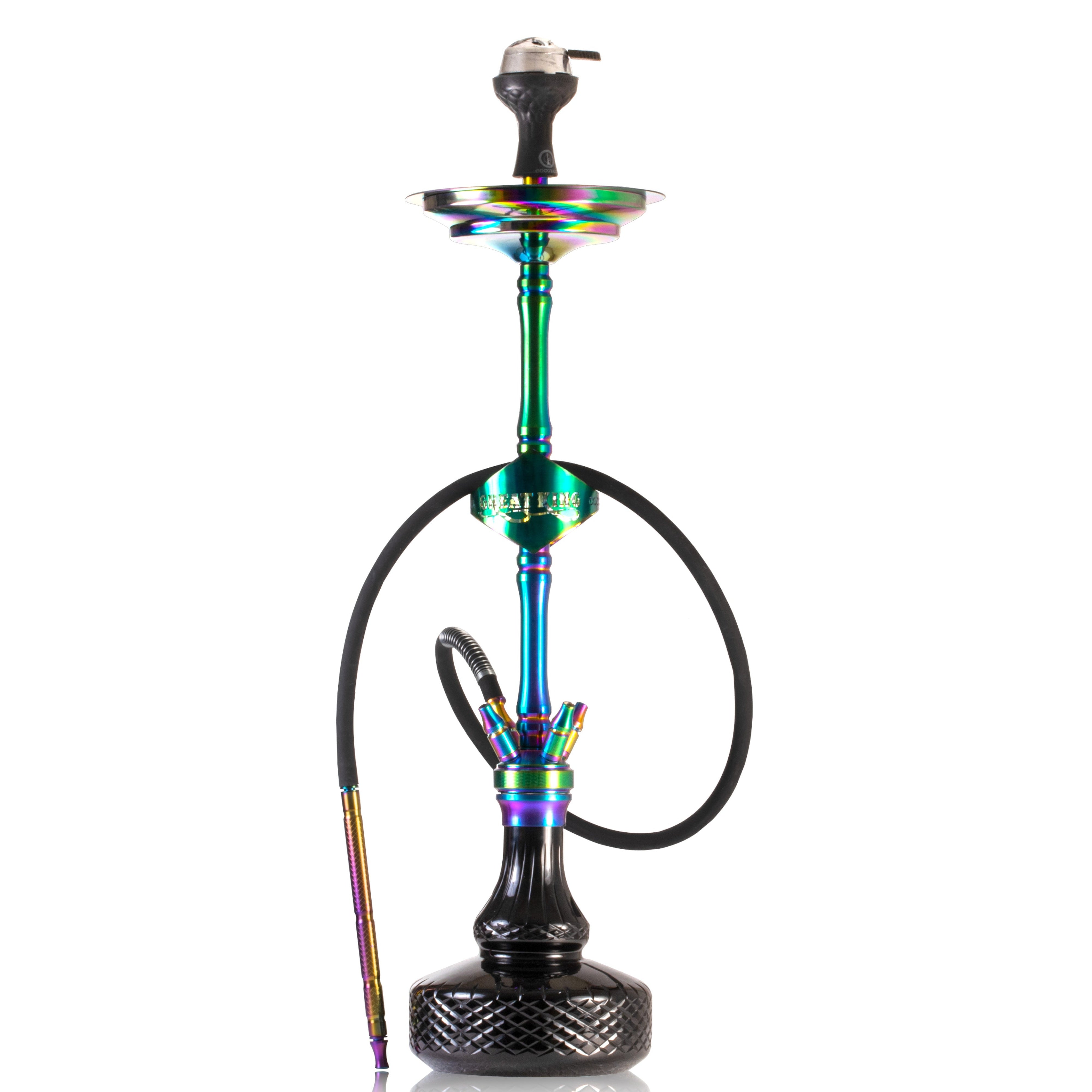 COCOYAYA Great King Hookah with Bag - Rainbow Stem & Black Base