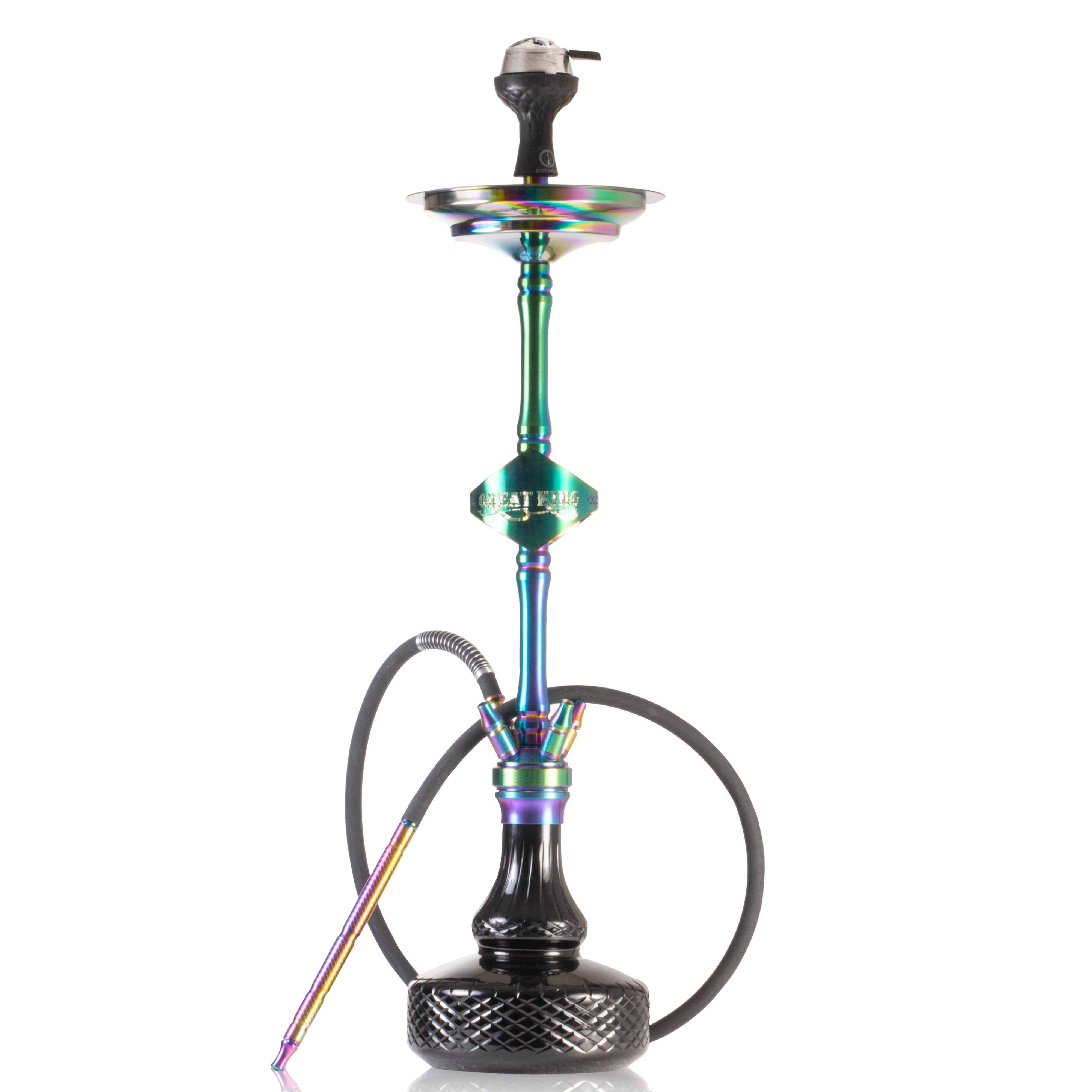 COCOYAYA Great King Hookah with Bag - Rainbow Stem & Black Base