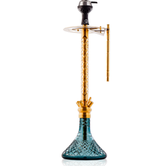 COCOYAYA King Series 2.0 Gem Hookah with Black Bag - Gold Stem & Aqua Base