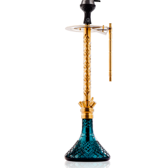 COCOYAYA King Series 2.0 Gem Hookah with Black Bag - Gold Stem & Ocean Green Base