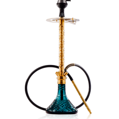 COCOYAYA King Series 2.0 Gem Hookah with Black Bag - Gold Stem & Ocean Green Base