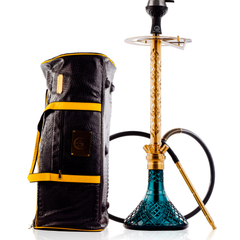 COCOYAYA King Series 2.0 Gem Hookah with Black Bag - Gold Stem & Ocean Green Base