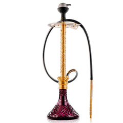 COCOYAYA King Series 2.0 Gem Hookah with Black Bag - Gold Stem & Purple Base