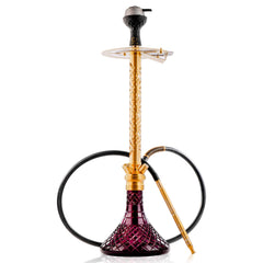COCOYAYA King Series 2.0 Gem Hookah with Black Bag - Gold Stem & Purple Base