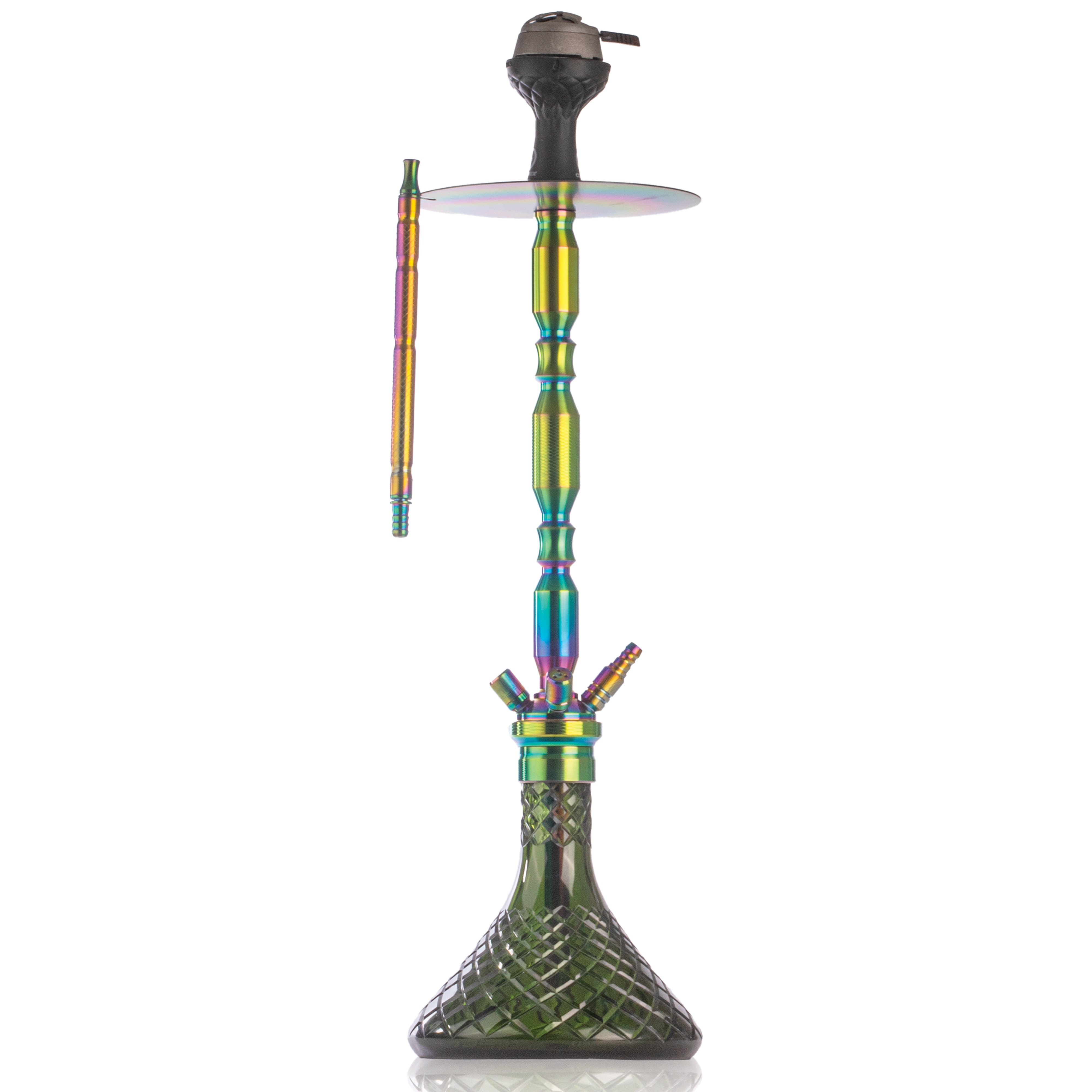 COCOYAYA King Series Brando Hookah - Rainbow Stem & Emerald Green Base
