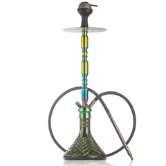 COCOYAYA King Series Brando Hookah - Rainbow Stem & Emerald Green Base