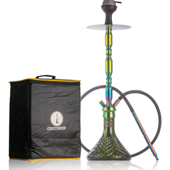 COCOYAYA King Series Brando Hookah - Rainbow Stem & Emerald Green Base