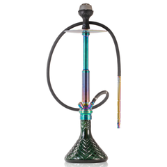 COCOYAYA King Series Spiral Hookah with Bag - Rainbow Stem & Green CGB Base