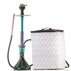 COCOYAYA King Series Spiral Hookah with Bag - Rainbow Stem & Green CGB Base