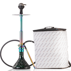 COCOYAYA King Series Spiral Hookah with Bag - Rainbow Stem & Green Base