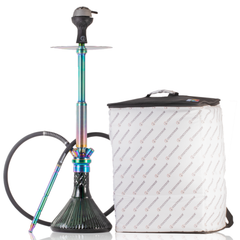 COCOYAYA King Series Spiral Hookah with Bag - Rainbow Stem & Green Line Base