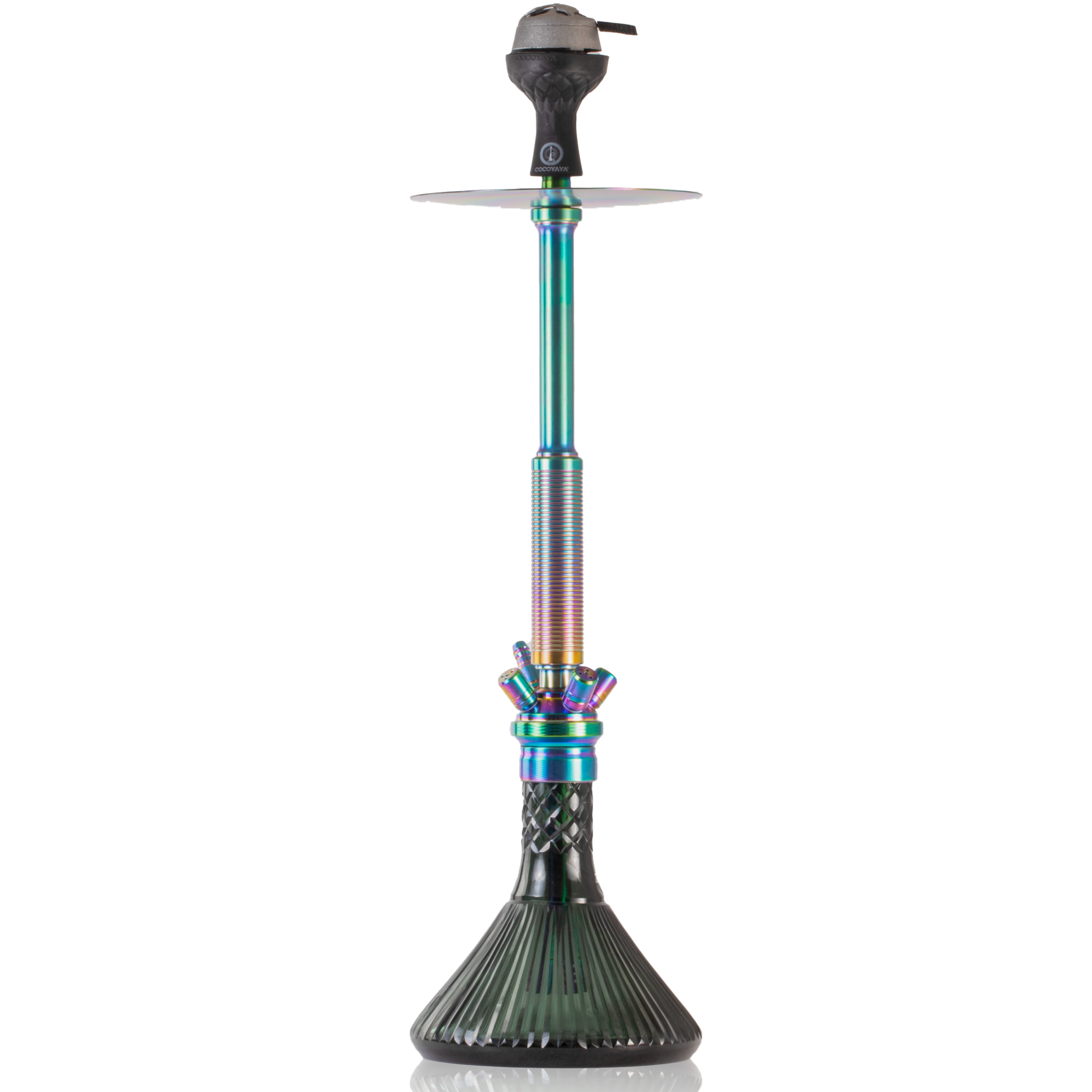 COCOYAYA King Series Spiral Hookah with Bag - Rainbow Stem & Green Line Base