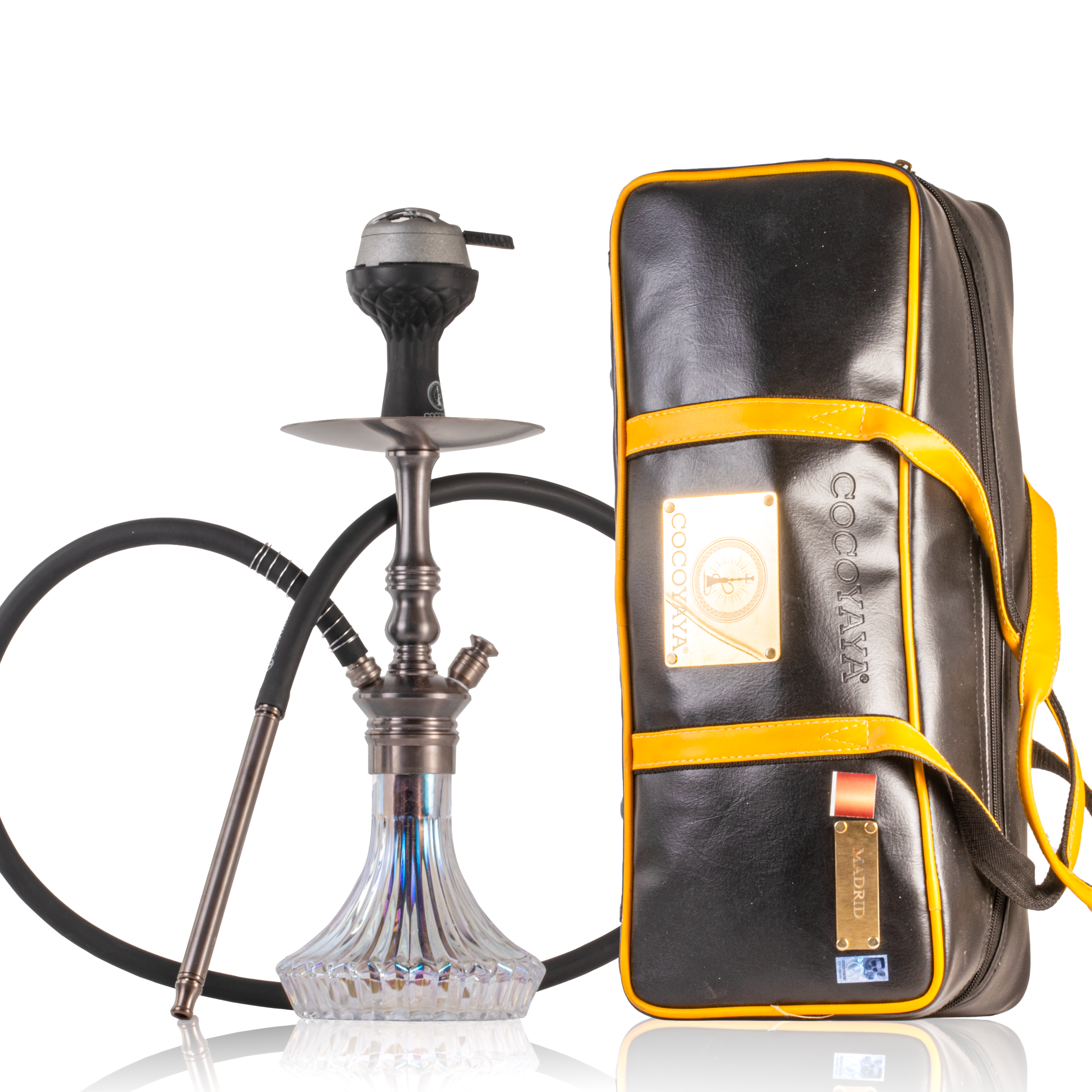 COCOYAYA Madrid Hookah with Bag - Bronze Stem & Transparent Base