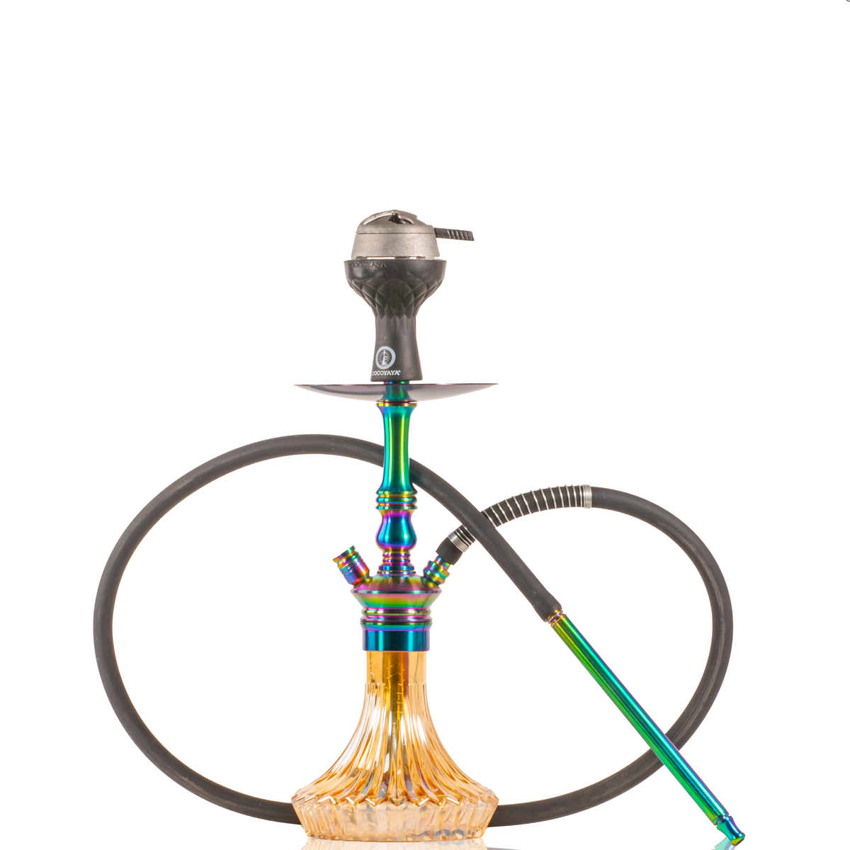 COCOYAYA Madrid Hookah with Bag - Rainbow Stem & Gold Base