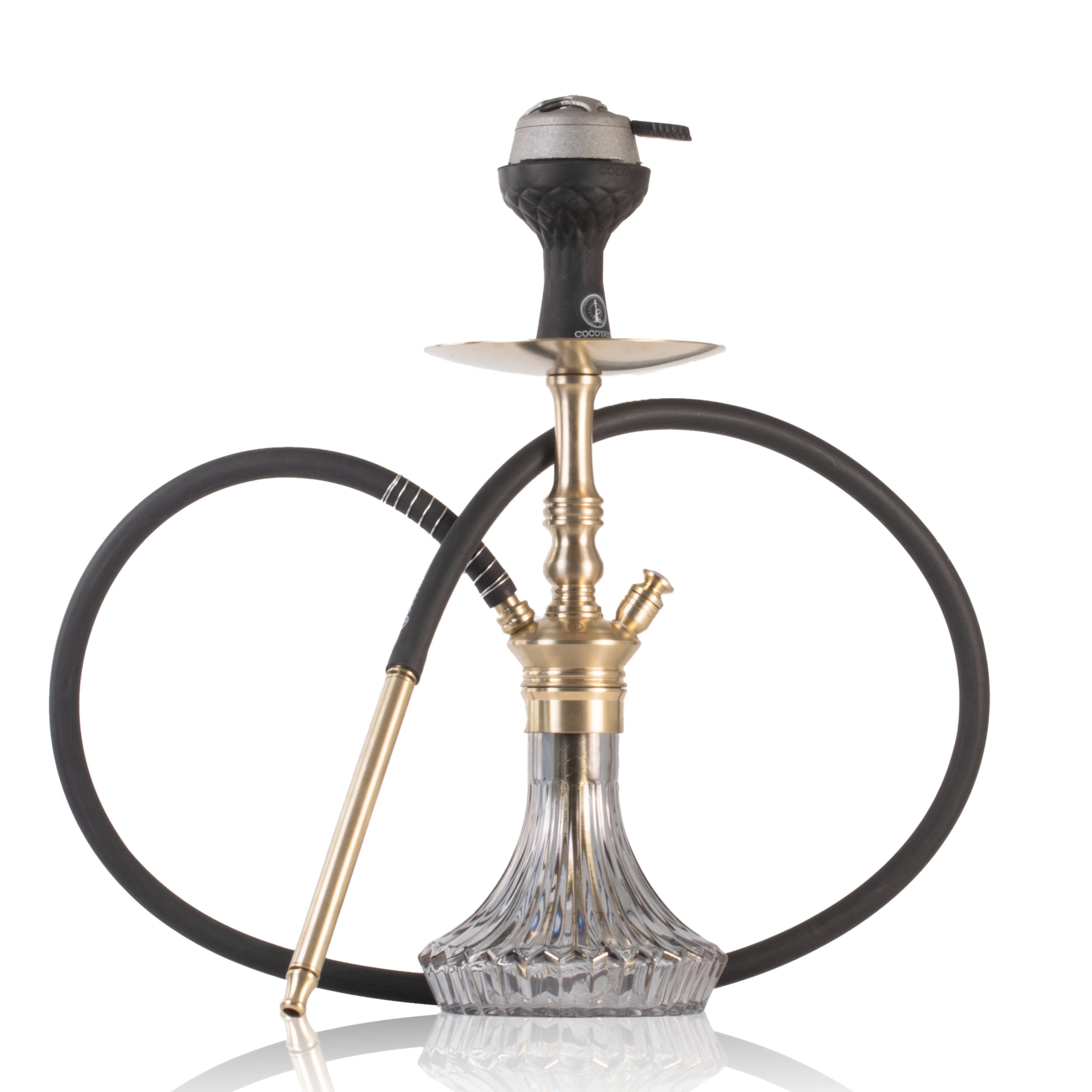 COCOYAYA Madrid Hookah with Bag - Gold Stem & Grey Base