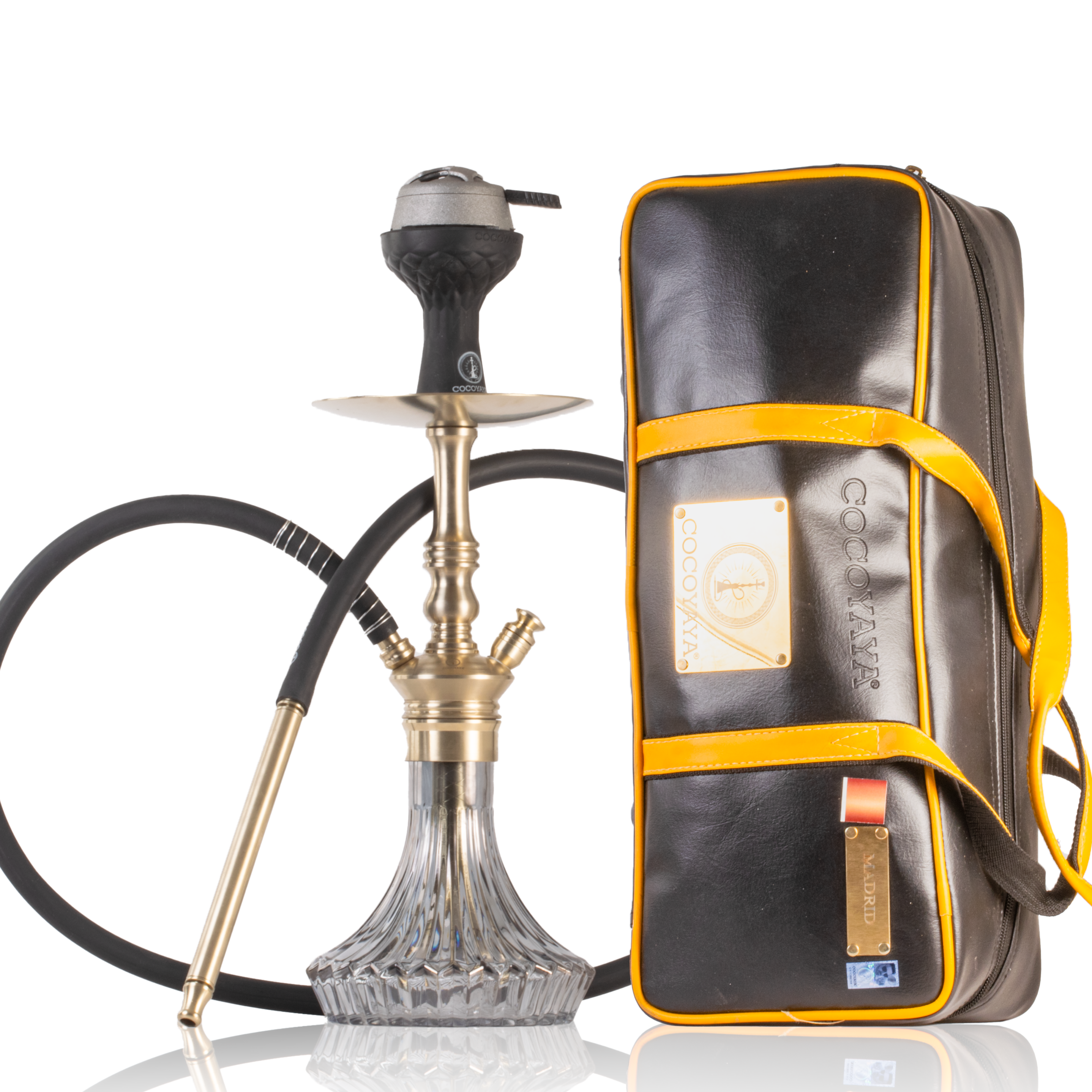 COCOYAYA Madrid Hookah with Bag - Gold Stem & Grey Base