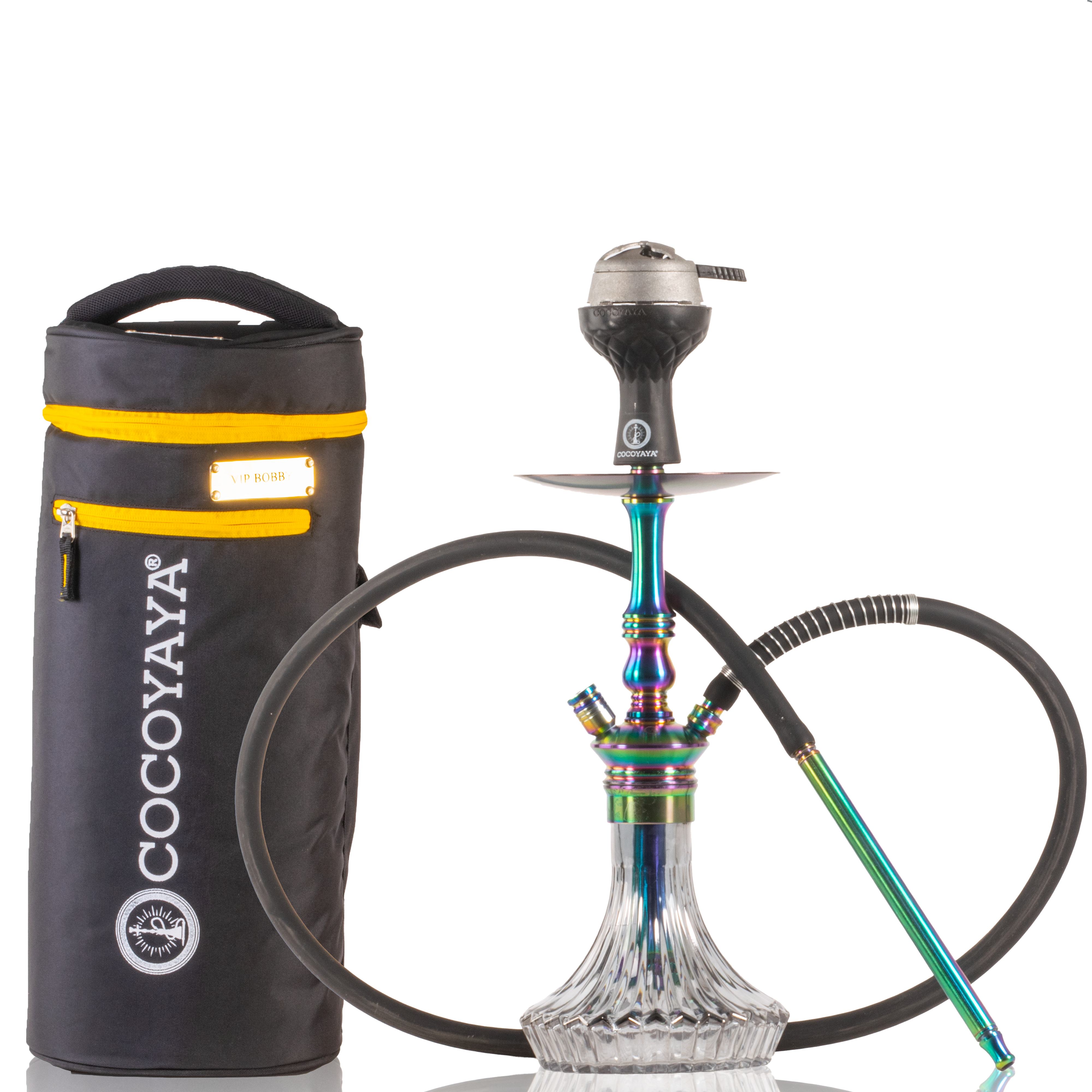 COCOYAYA Madrid Hookah with Bag - Rainbow Stem & Grey Base