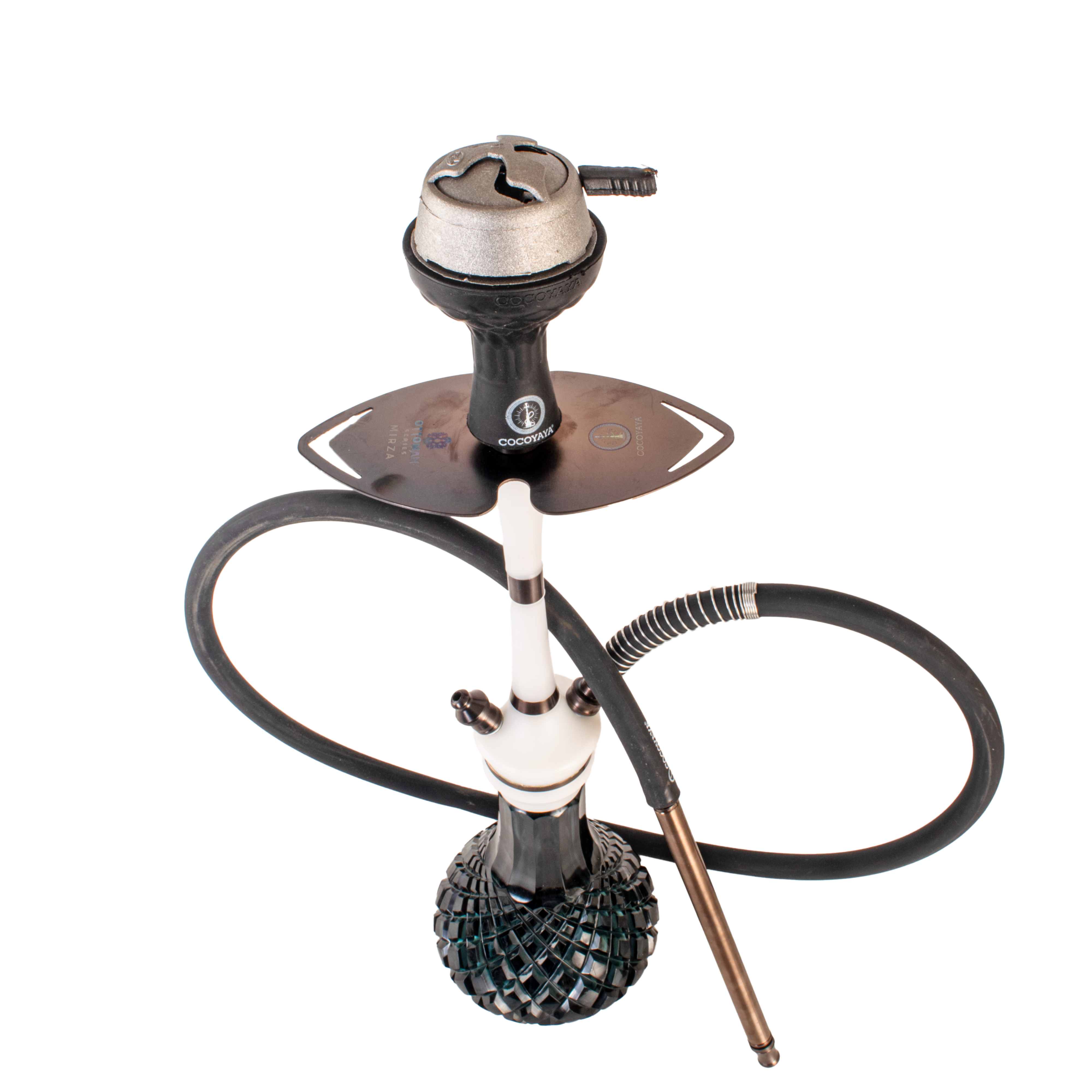 COCOYAYA Mirza Hookah with Bag - Bronze Stem & Emerald Green Base