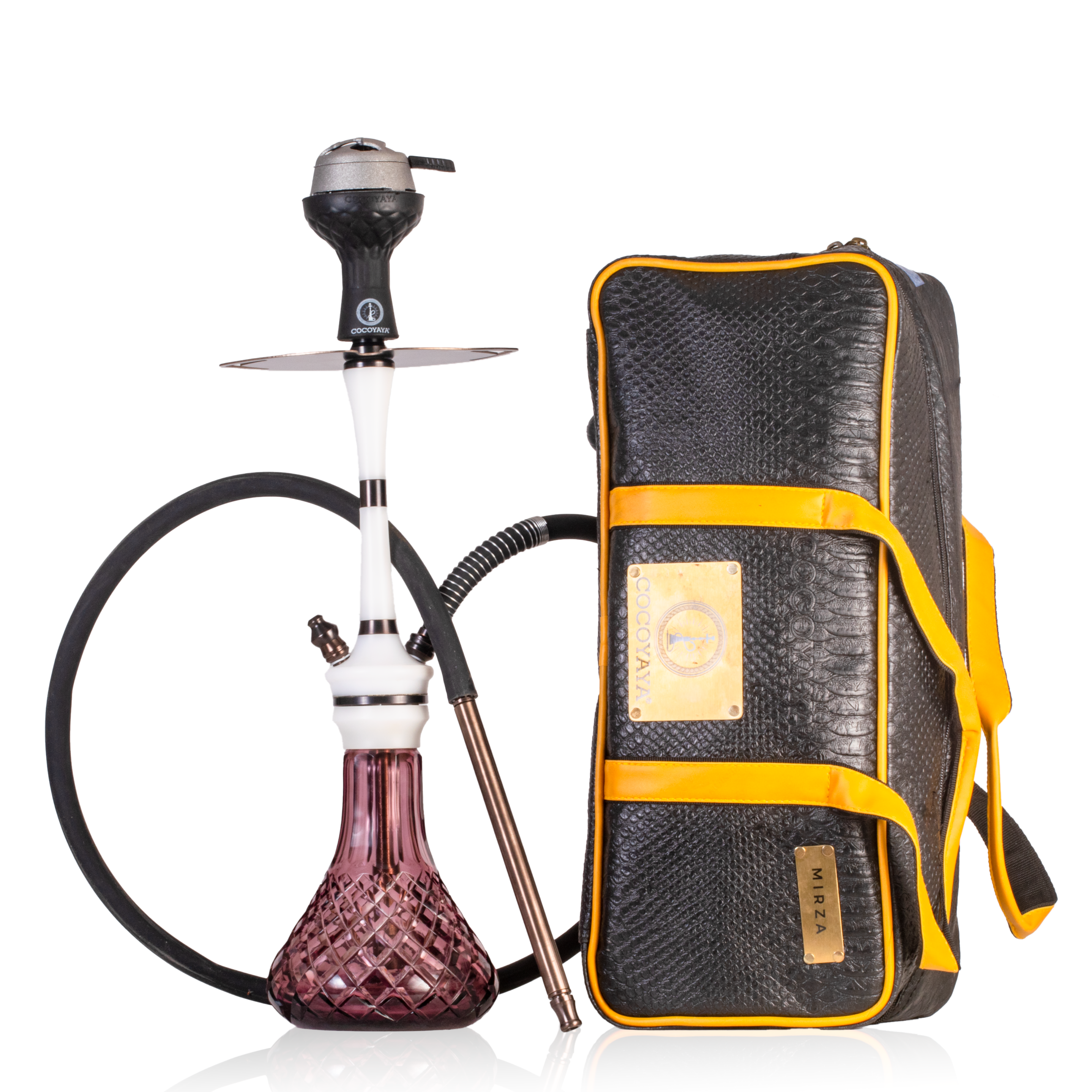 COCOYAYA Mirza Hookah with Bag - Bronze Stem & Purple Base
