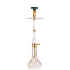 COCOYAYA Ghazi Hookah - White Gold Stem & Transparent Base