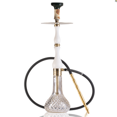 COCOYAYA Ghazi Hookah - White Gold Stem & Transparent Base