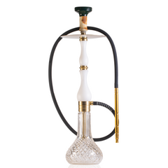 COCOYAYA Ghazi Hookah - White Gold Stem & Transparent Base