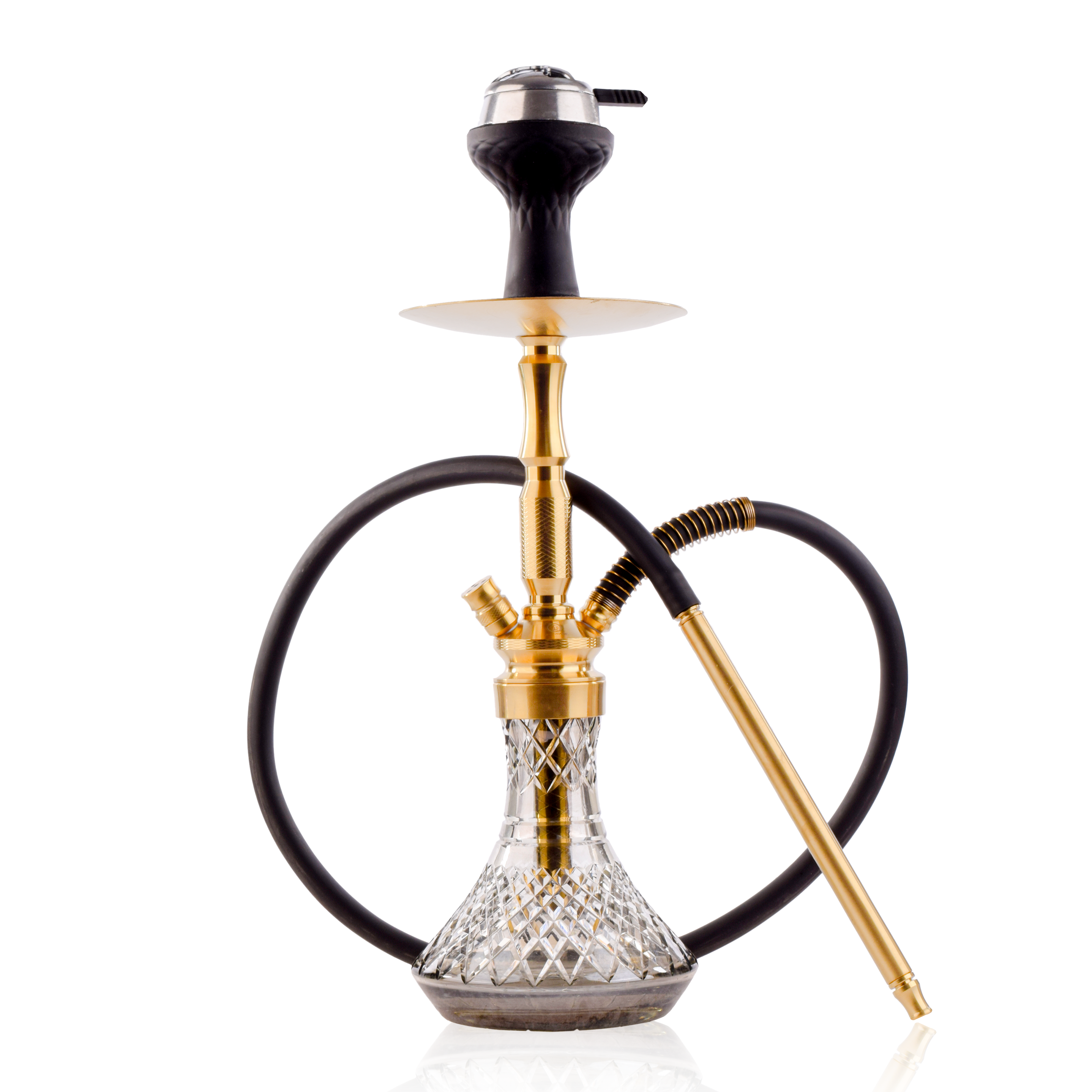 COCOYAYA Pedro Hookah with Bag - Golden Stem & Cut Glass Base