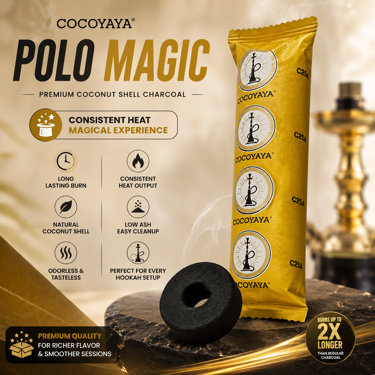 Cocoyaya Polo Magic Charcoal 1 Rolls (10 Disks)