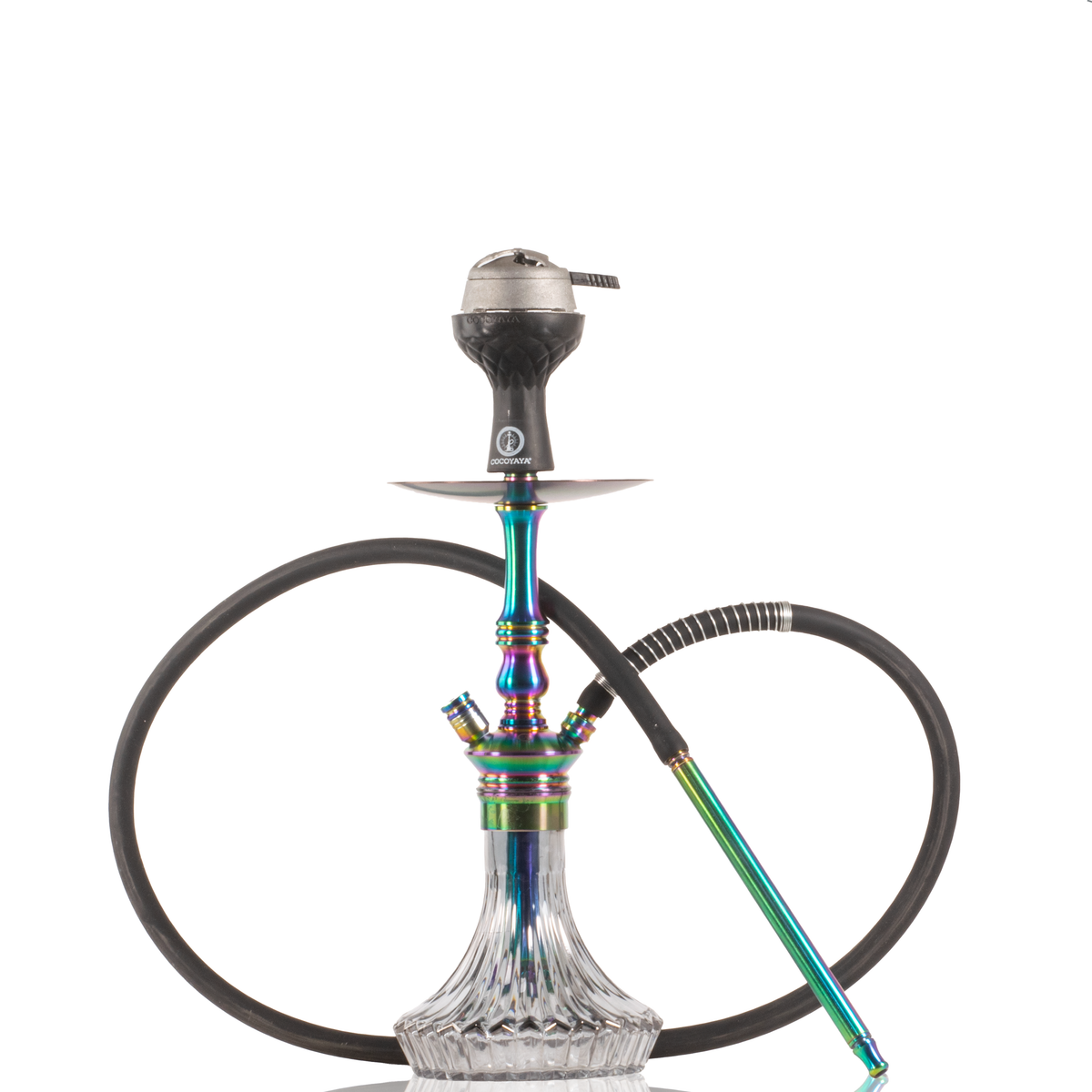 COCOYAYA Madrid Hookah with Bag - Rainbow Stem & Grey Base