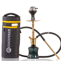 COCOYAYA VIP Robby Hookah with Bag - Gold Stem & Emerald Green Base