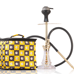 COCOYAYA Ronaldo Hookah with Bag - Gold Stem & Transparent Base