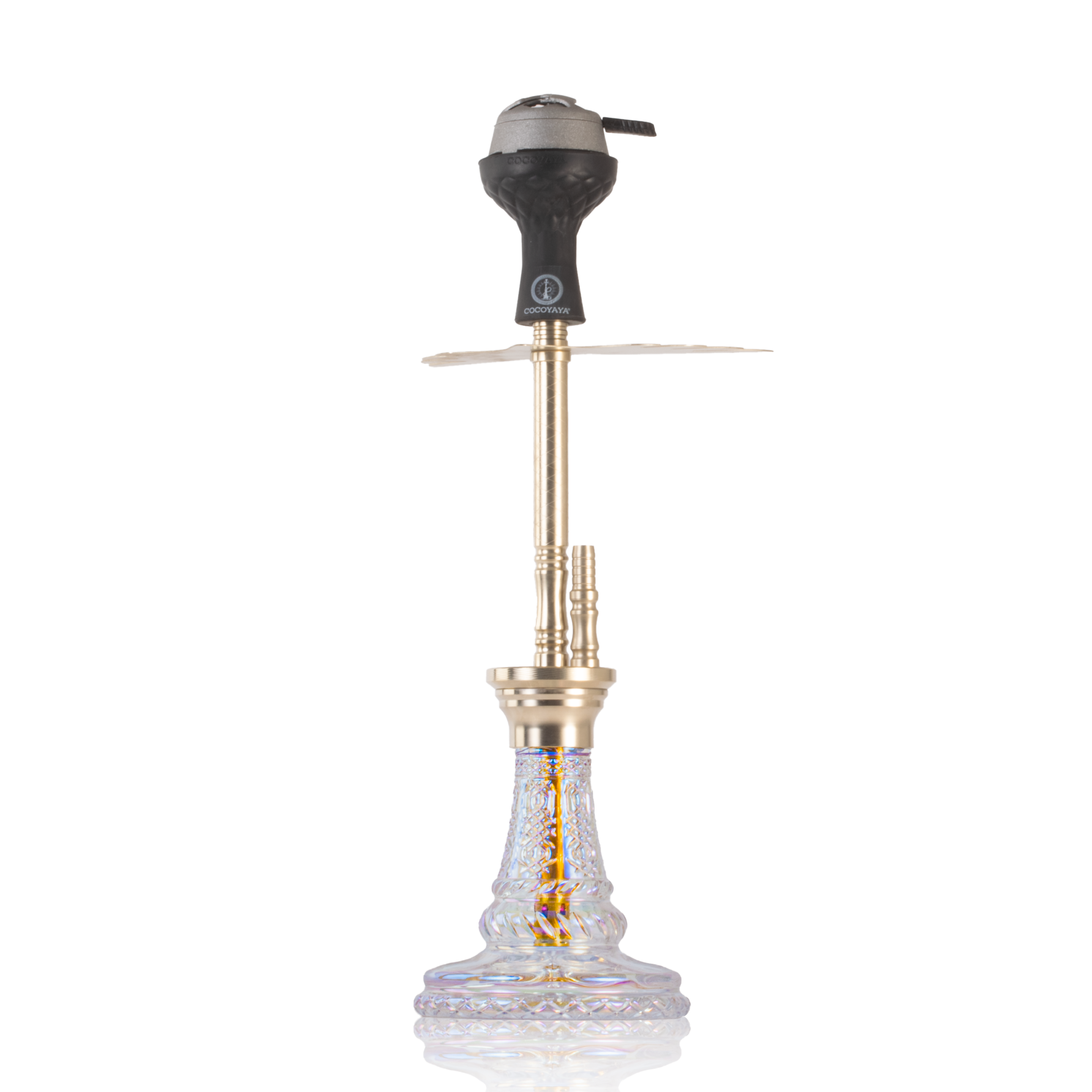 COCOYAYA Ronaldo Hookah with Bag - Gold Stem & Transparent Base