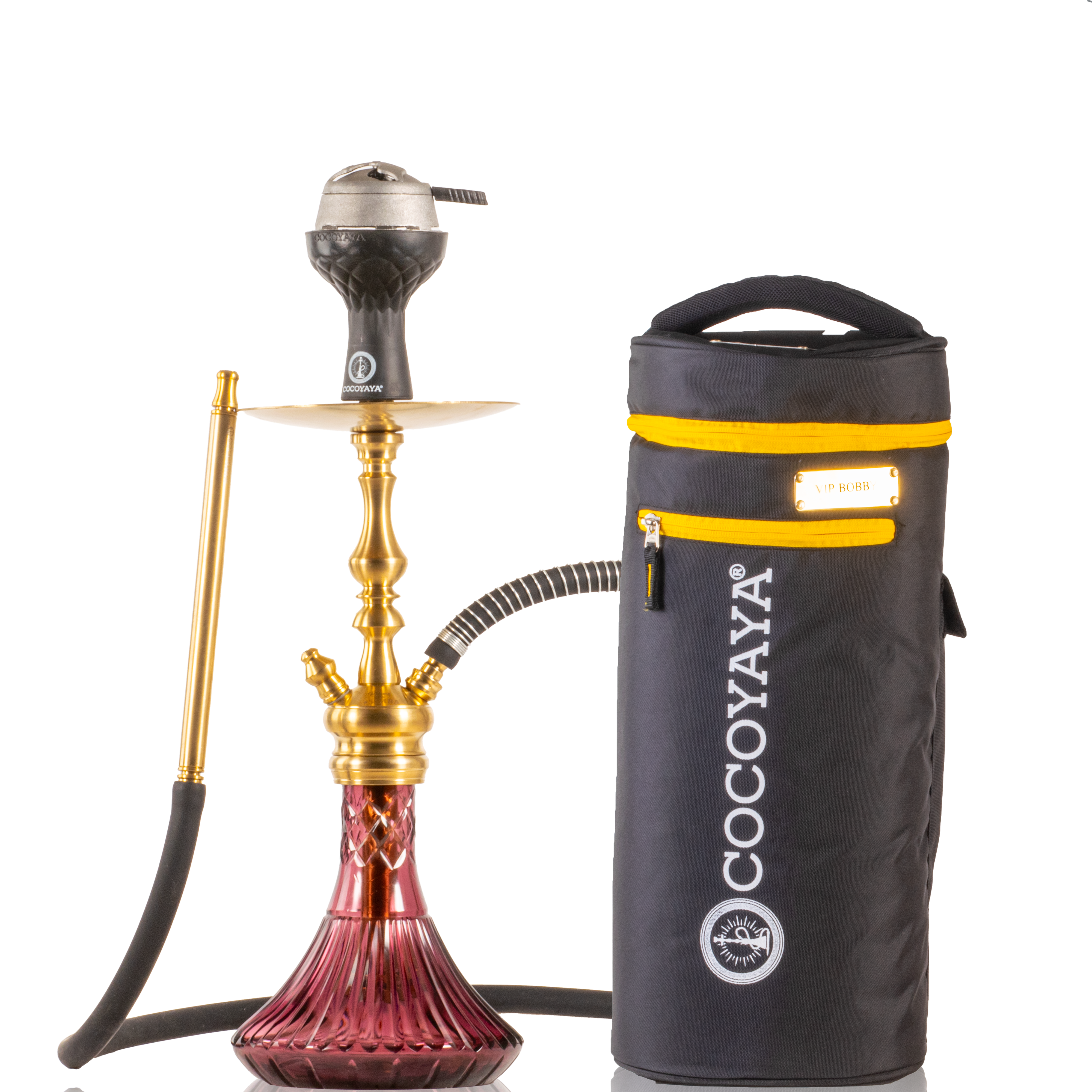 COCOYAYA Simba Hookah with Bag - Gold Stem & Purple Base
