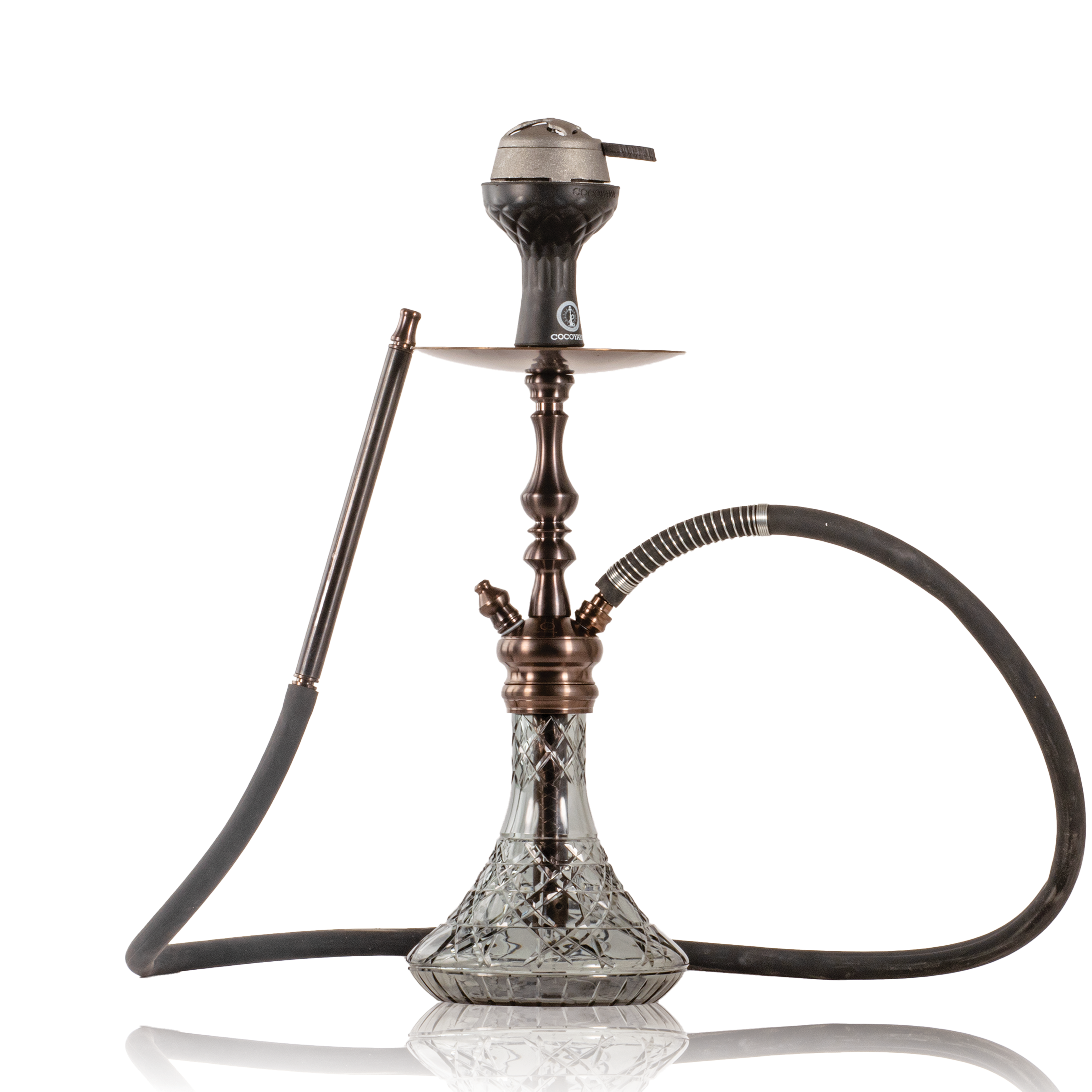 COCOYAYA Simba Hookah with Bag - Bronze Stem & Stryker Transparent Black Base