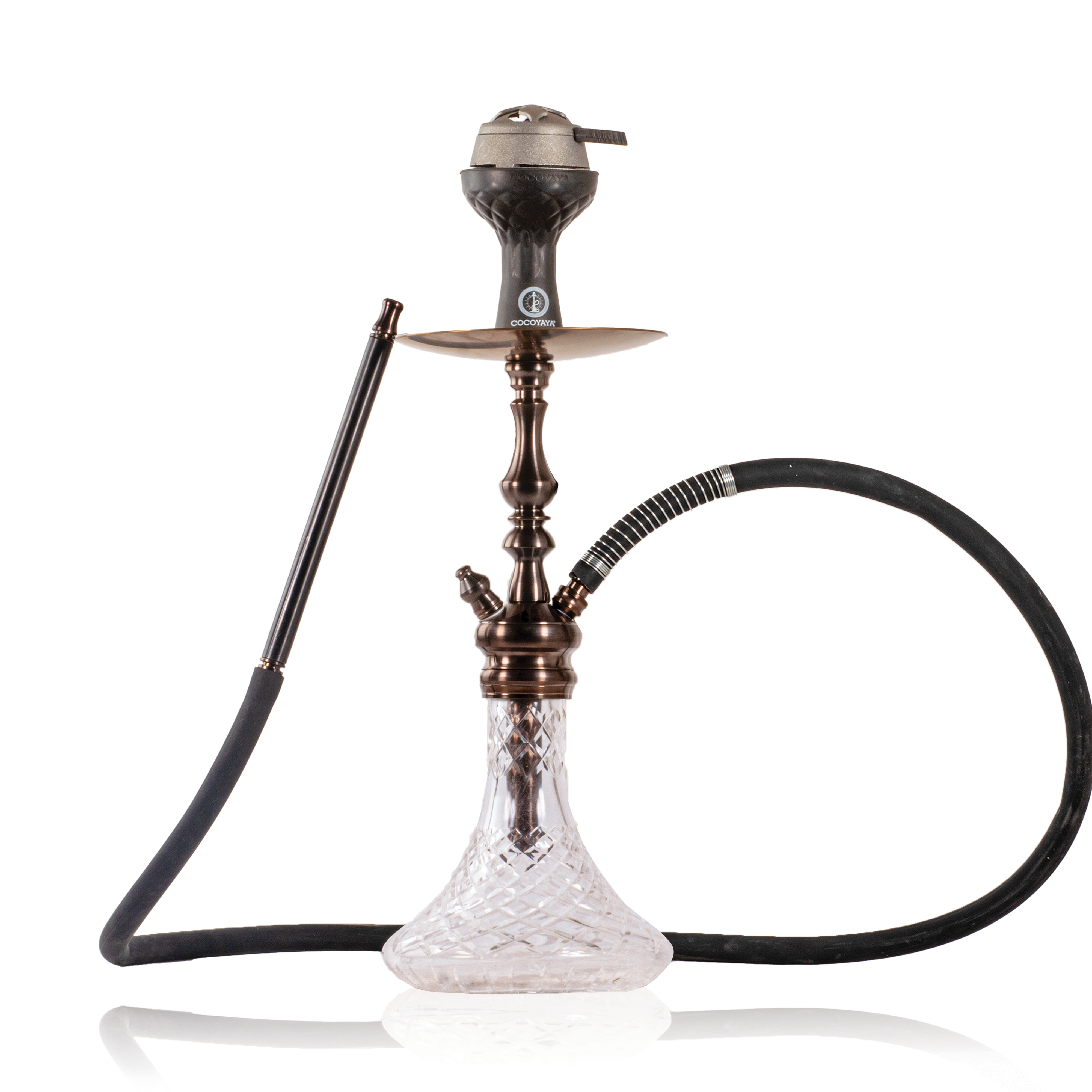 COCOYAYA Simba Hookah with Bag - Bronze Stem & Transparent Black Base
